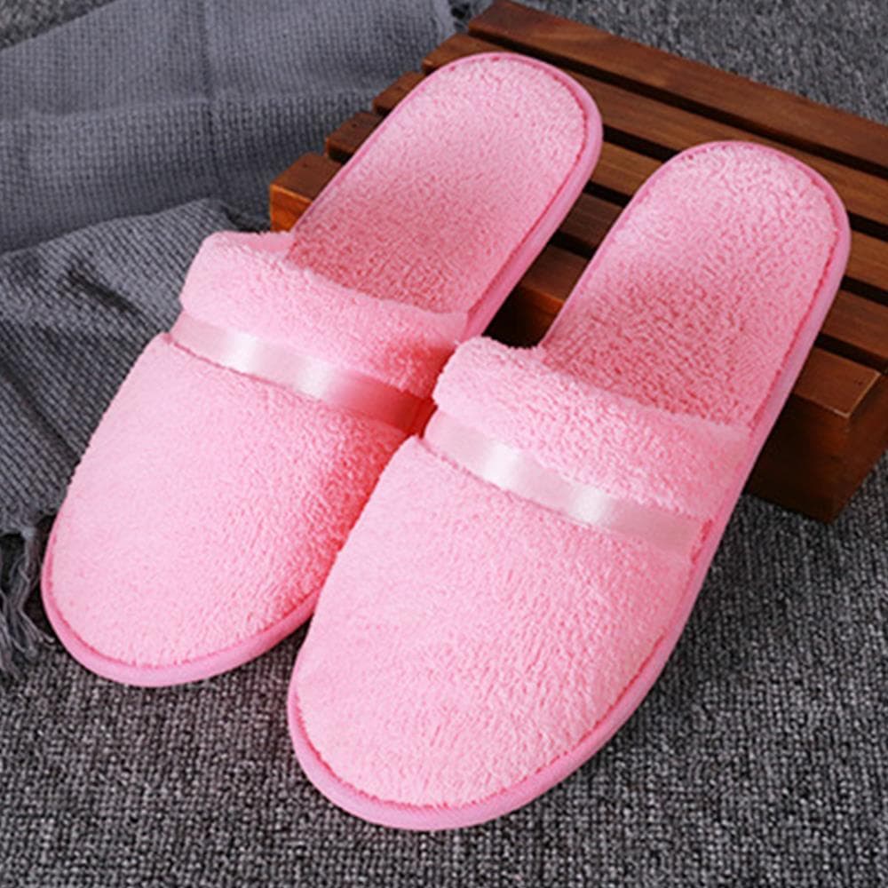 1 Pair Slippers Men Women Hotel Disposable Slippers High Quality Slides Sandals For Couple Travel One Size Bedroom Slipper pink