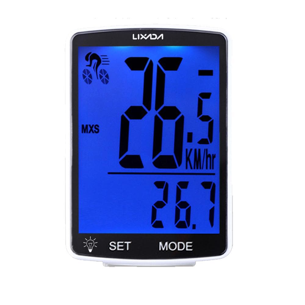 LIXADA Wireless Bike Computer Multi Functional LCD Screen Bicycle Computer Mountain Bike White Shell blue