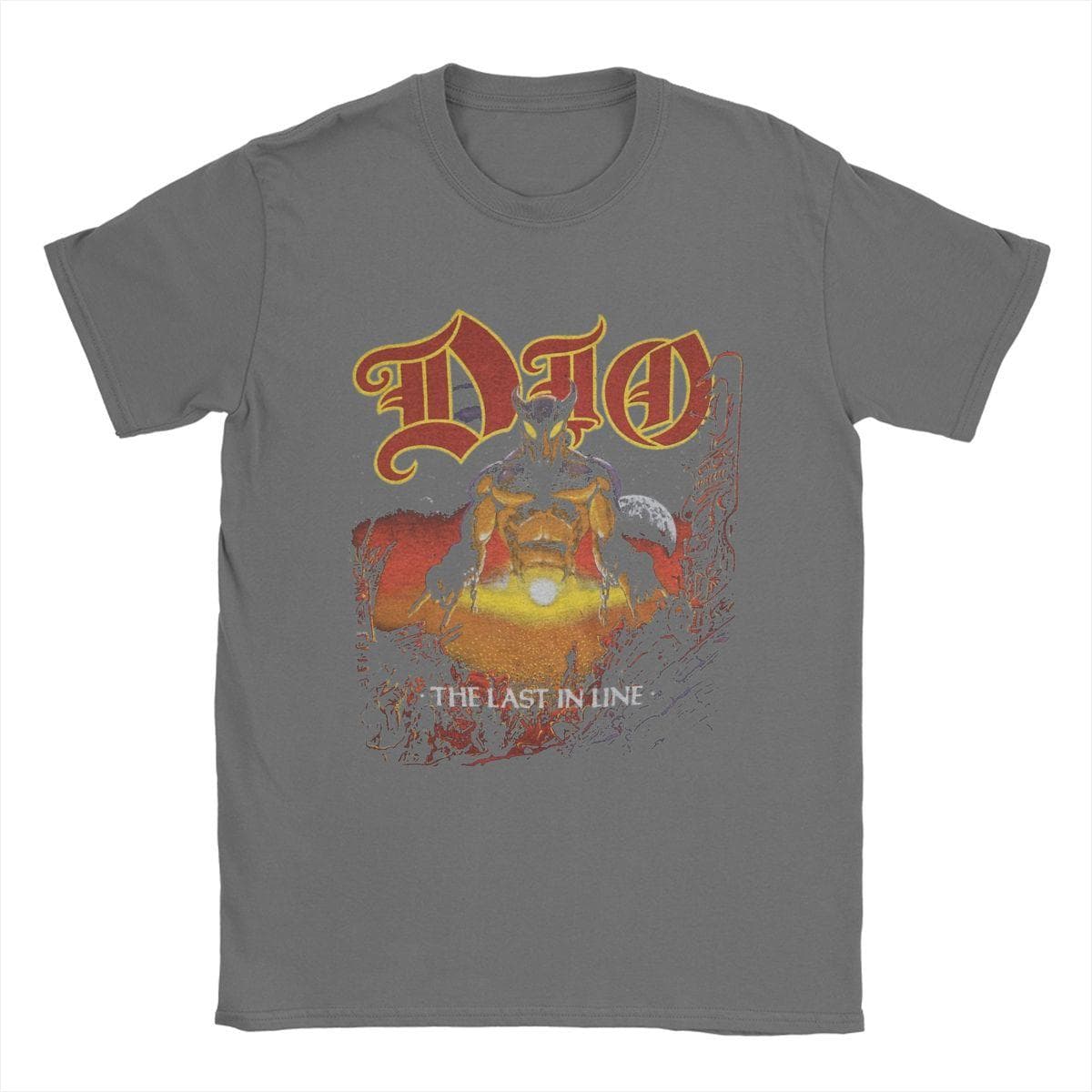 Unique Dio The Last In Line Tour T-Shirt for Men Crew Neck 100% Cotton T Shirt Short Sleeve Tee Shirt Plus Size Clothing XL dark grey