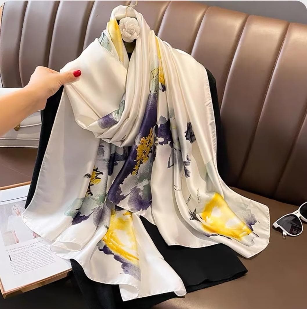 High-End Summer Silk Scarf - Long, Fashionable Sunscreen Shawl for Women 90x180