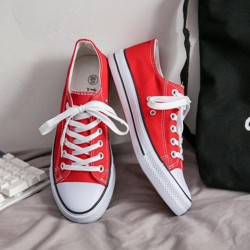 Canvas Shoes Trend Plus Size Couple Shoes Joker Breathable Vulcanized Men New Men's Shoes 46 red