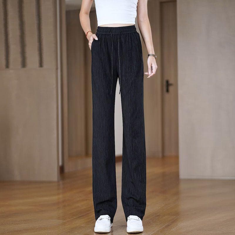 New Summer Thin Ice Silk Narrow Version Fashionable Casual Wide-leg Loose Trousers Draped All-match Pants 6XL