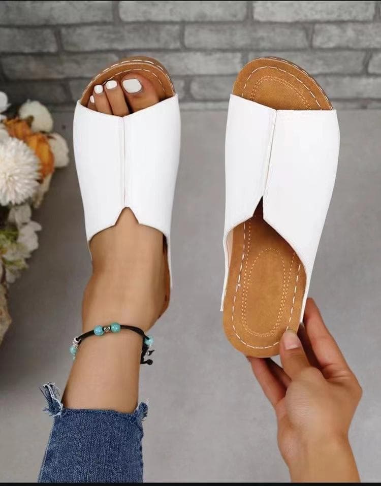 Women's Simple Wedge Heeled Sandals, Casual Open Toe Platform Summer Shoes, Comfortable Slip On Sandals mules slippers 36