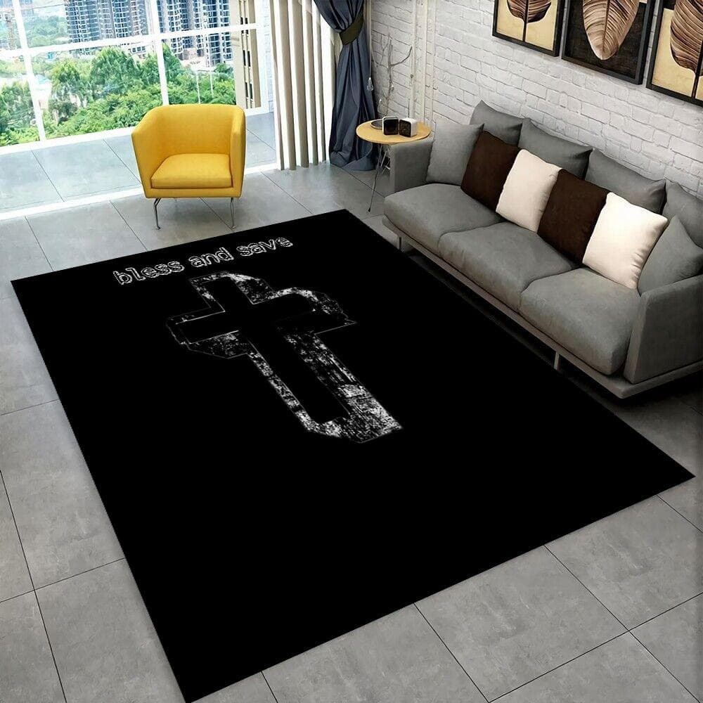 Holy Bible Cross Jesus Pray Area Rug,Carpet Rug for Home Living Room Bedroom Sofa Doormat Decor,kid Play Non-slip Floor Mat Gift 100x150cm