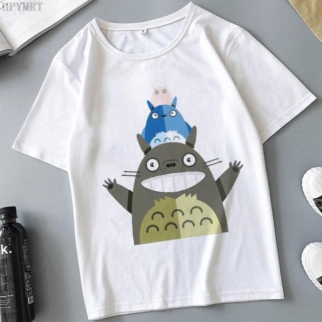 Plus Size Tops Women 'S T -Shirt Fashion Funny Totoro Print T Shirt Summer Harajuku Streetwear O -Neck Short Sleeve Tshirt Clothing M