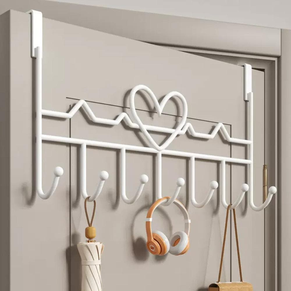 Universal Door Storage Hook Household Door Hooks New Coat Rack Heart-White