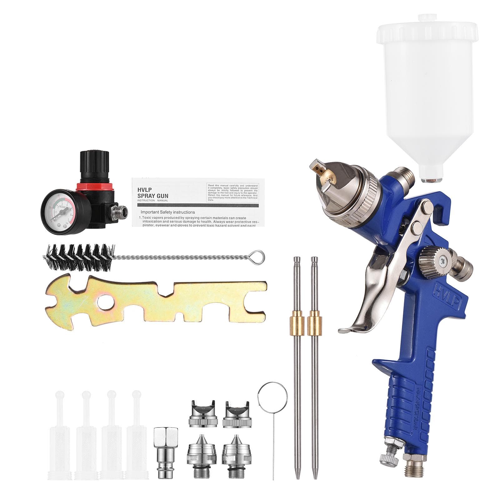 HVLP Spray Gun Painting Gun Sprayer Spray-machine Gravity-Feed Airbrush Paint Spray Tool with 3pcs blue