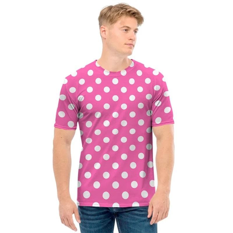 Polka Dot Pattern 3D Print Mens T Shirt Summer Short Sleeve Crew Neck Tee Shirts Tops Streetwear Mens Plus Size T Shirts XL