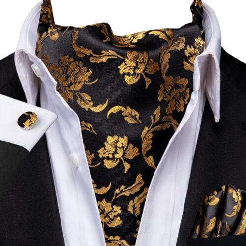 Mens Paisley Cravat Silk Ascot Tie Wedding Retro Scarf Cusal Formal Hanky Cuffs AS-1063