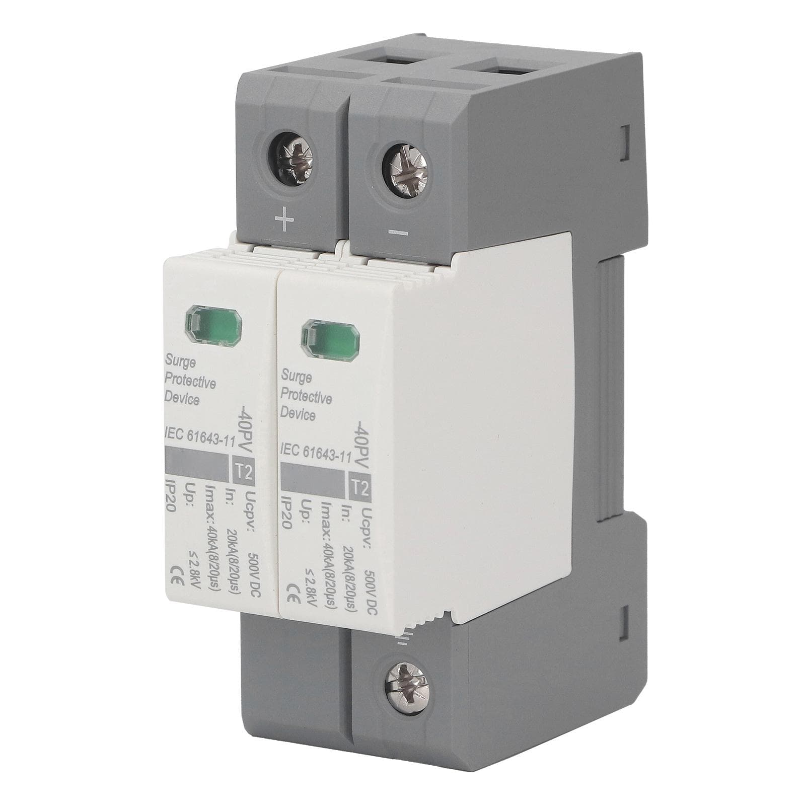 2P Photovoltaic DC Voltage Surge Arrester Device Lightning Protection Circuit Breaker 500VDC