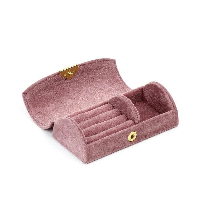 1Pc Velvet Jewelry Travel Organizer Box Portable Women Jewelry Storage Case for Necklace Rings Earrings Gifts Jewelry Display pink