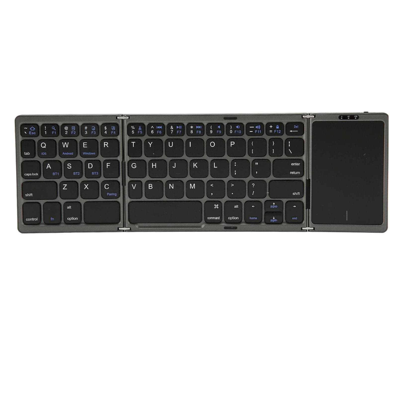 Foldable Keyboard B089T 3 Folded Touchpad Function 64 Keys Portable Type C Charging Magnetic gray