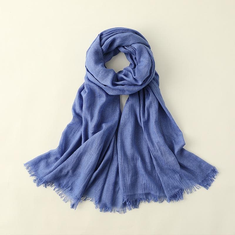 Summer Silk Scarf for Women, Fashionable Sun Protection and Shading, Beach Long Scarf, Solid Color Cotton and Linen Silk Scarf, Scarf 100*195CM