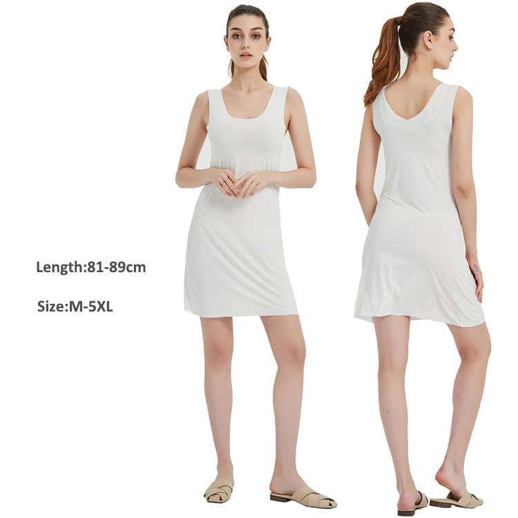 Plus Size Full Slips Dresses For Women Thin Seamless Ice Silk Summer Petticoat Underskirt Dress Sleeveless Inner Vest Dress 5XL 5XL