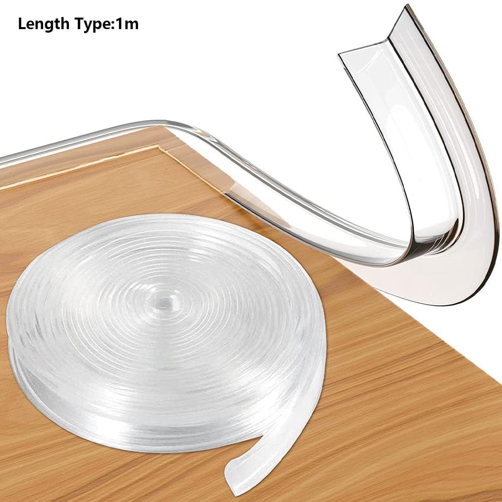 Clear Table Corner Guards Baby Proofing Corner Protector Soft Silicone Furniture Edge Bumper Strip 1m transparent