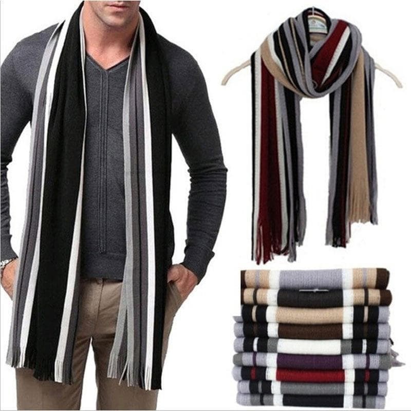 Winter Men Fashion Casual Shawl Wrap Muffler Scarf Assorted Color Scarves Warm blue