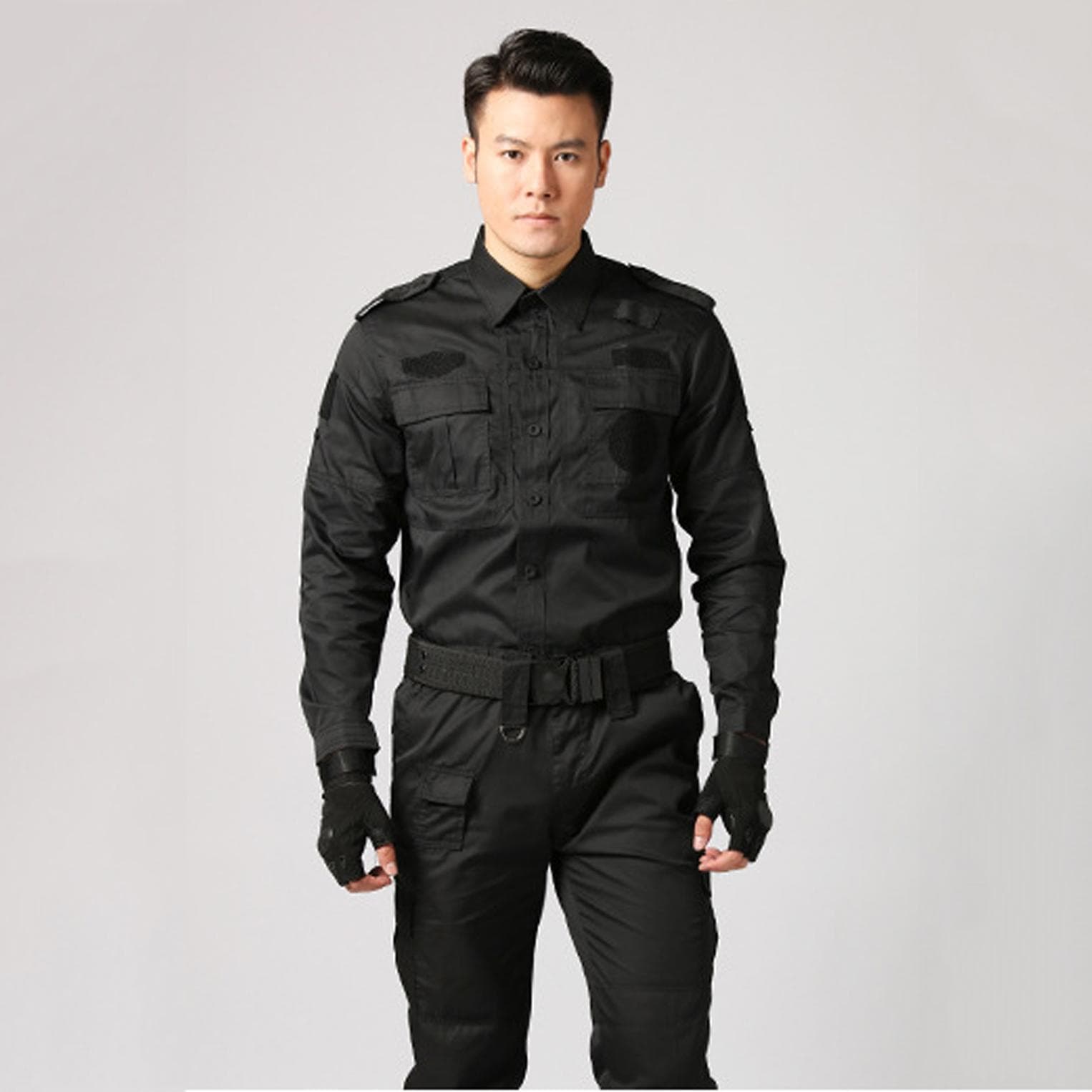 Black Uniforms Security Guard Uniform Clothing Workshop Outdoor Training Waterproof Summer Autumn Long Sleeve 165cm