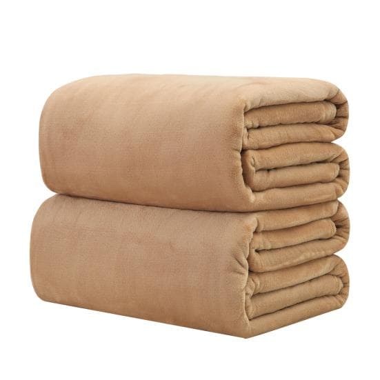 Ultra Soft Warm Double Faced Travel Flannel Blanket Rug Bed Sofa Couch Pad Home 50cm x 70cm camel