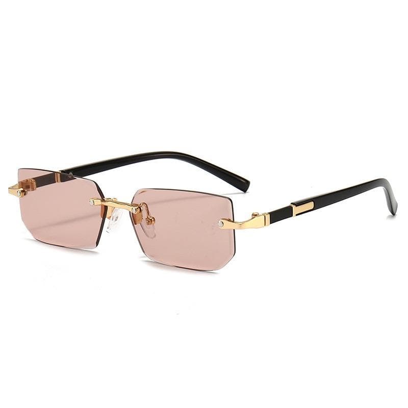 Trendy Rimless Rectangle Sunglasses UV400 Frameless Fashion Shades for Men Women Punk Style Gradient Lenses