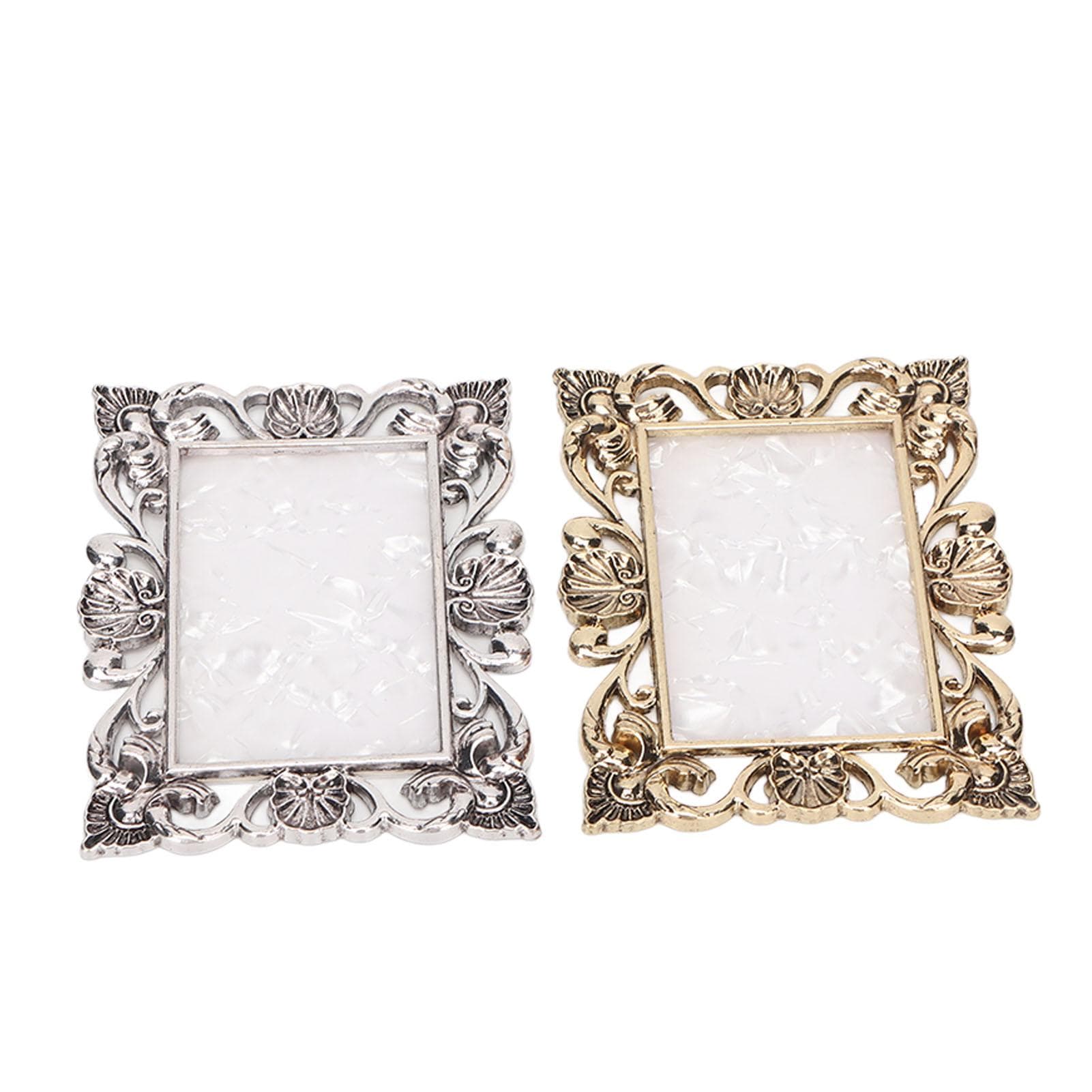 2pcs Nail Art Painting Palette Resin Gold Silver Copper Mixed Color Vintage Rectangular Photography