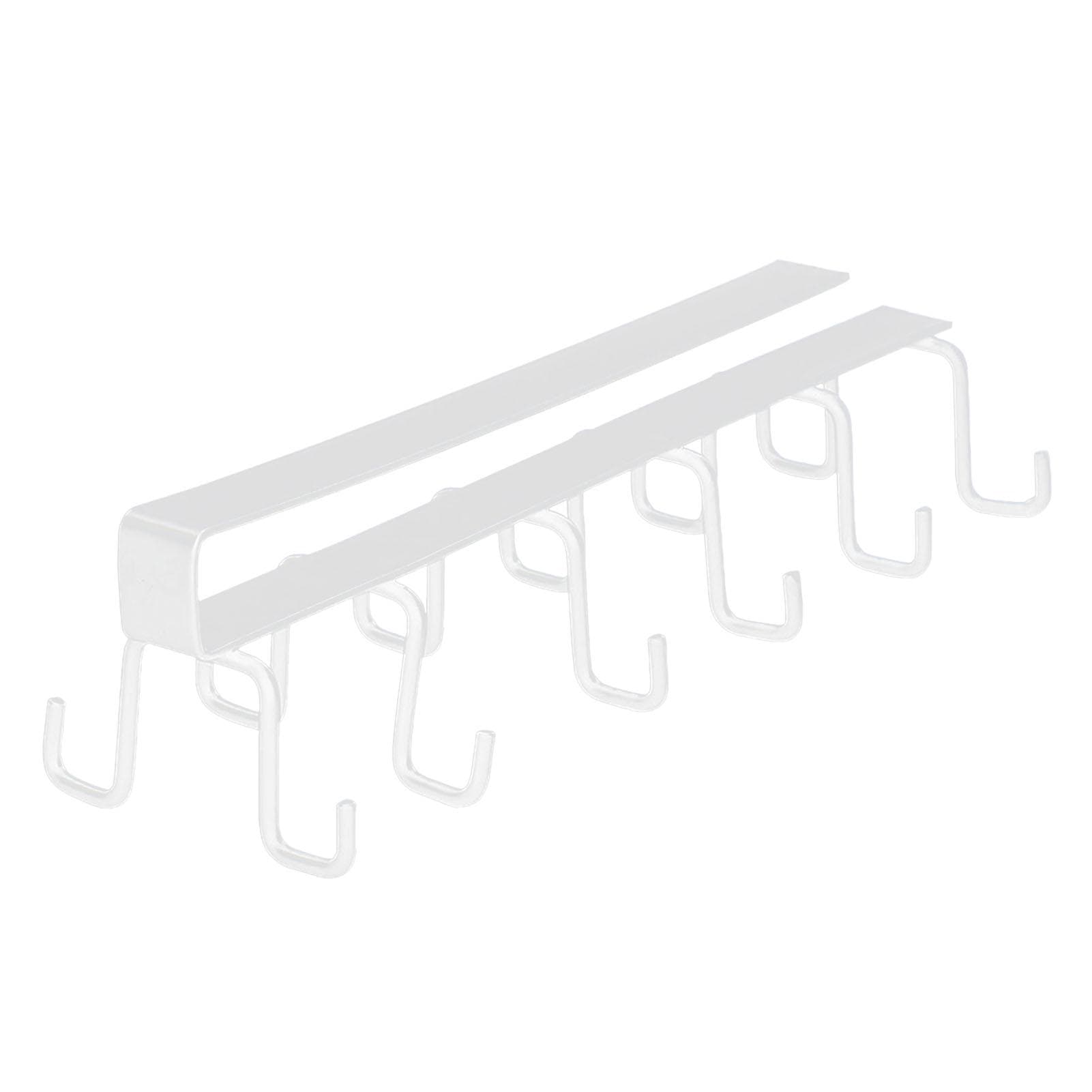 Kitchen Utensil Holder Hanger Iron Double Row Hook Spoon Shovel Shelving for Restaurant White white