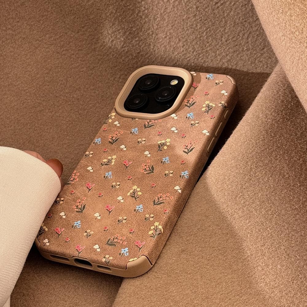 Autumn and Winter Ins Brown Gentle Small Florals Suitable for Apple 16promax Mobile Phone Case Iphone13/15pro iPhone XS