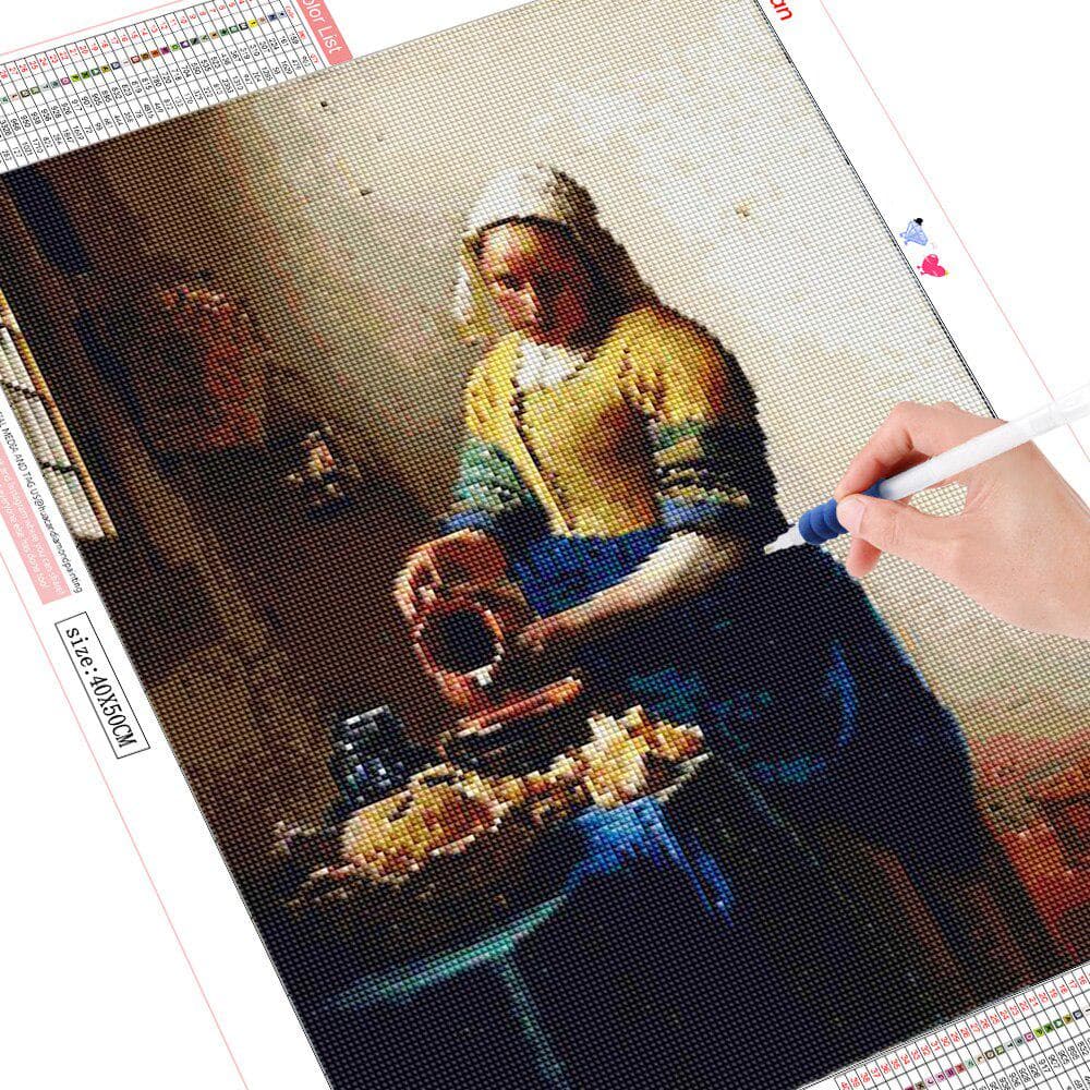 5D DIY Diamond Painting Full Round Drill Woman Diamond Embroidery Portrait 20X30CM