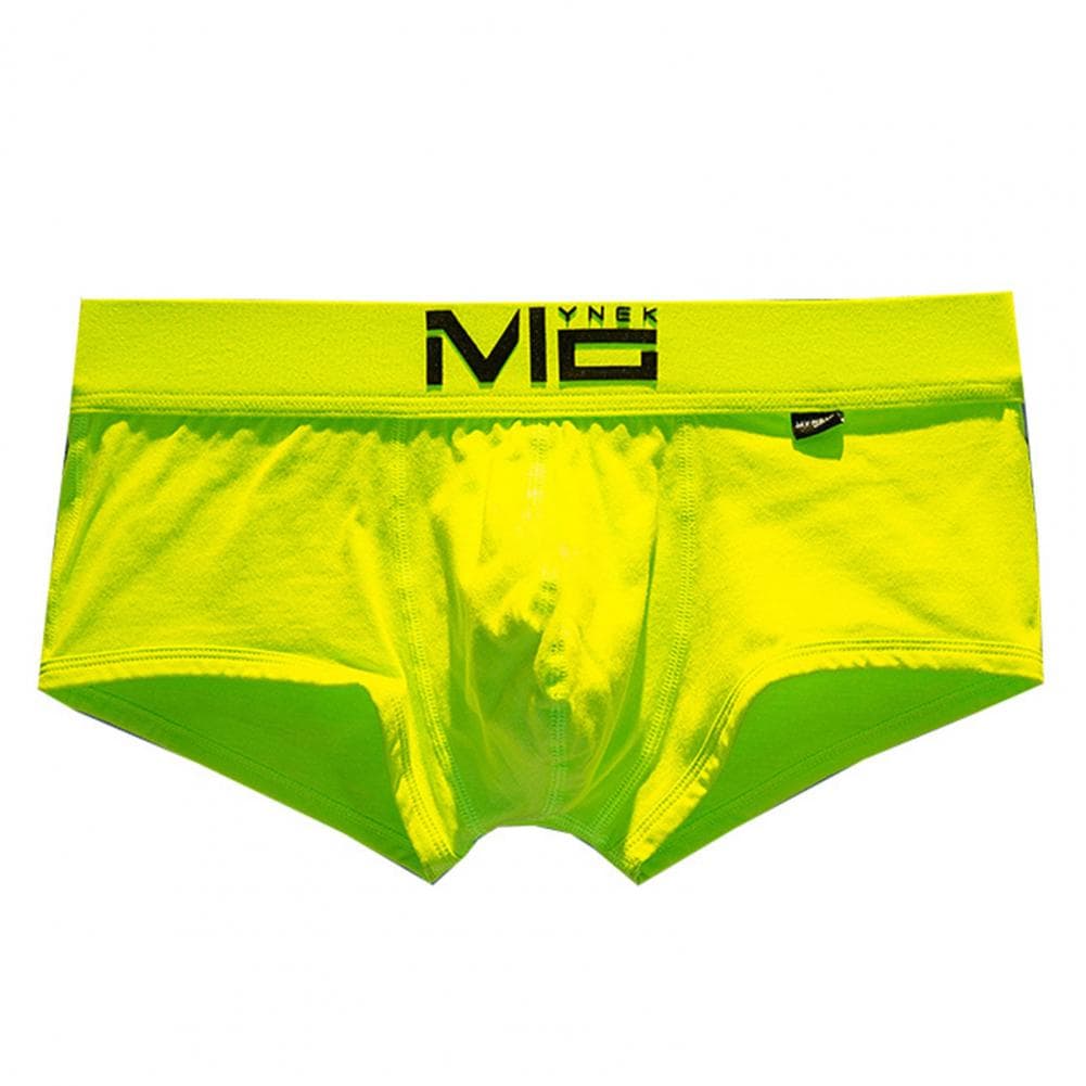 Men Boxer Underwear Low-rise Elastic Waistband Letter Print Shorts Briefs U-convex Breathable Non-Stuffy Sweat-Free Fabric Brief M fluorescent green