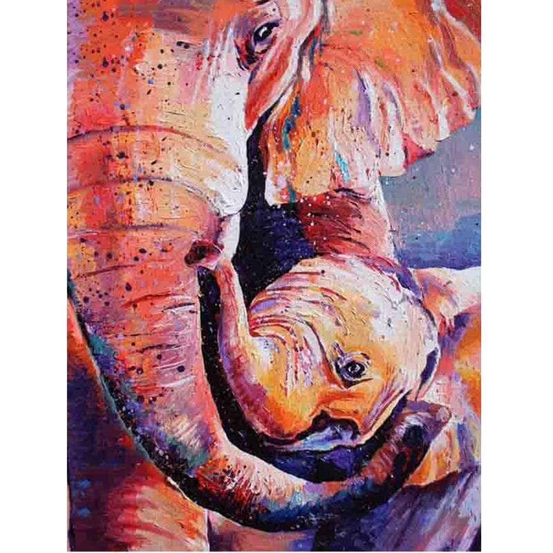 Diamond Painting Cross Stitch Full Round Drill abstract elephant Diamond Embroidery Rhinestone 20X30CM