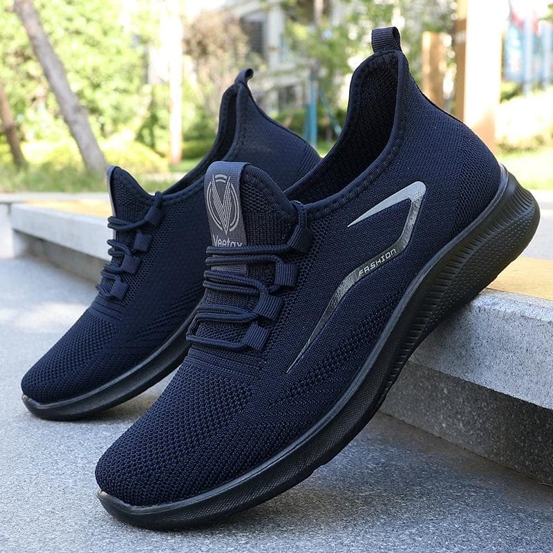 Men's Shoes Spring Casual Shoes Breathable Mesh Surface Outdoor Sneakers for Men 44 dark blue