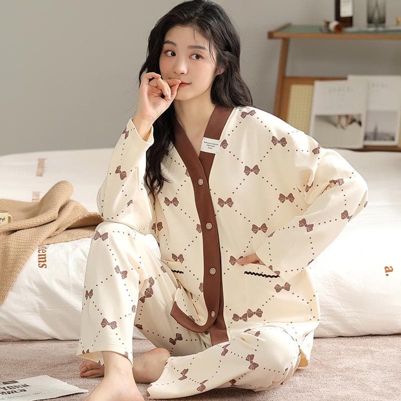 Red Swallow Gird Pajamas Set Women Long Sleeves Long Pants Autumn Winter Sweet Pyjamas Girl Pijamas Soft Cute Sleepwear Cozy Pjs 2XL