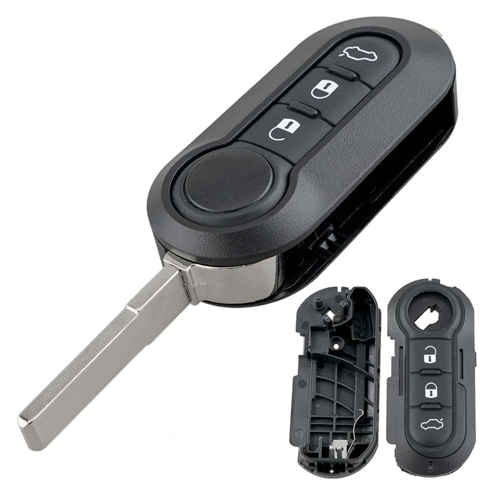 3 Buttons Remote Control Folding Car Key Replacement Fit for Fiat 500 Panda Punto Bravo