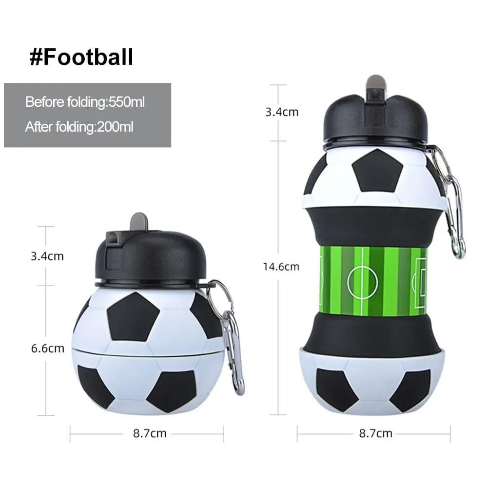Fold Water Bottle Cups Mug Outdoor Sports Basketball Football Baseball Tennis Golf School Leakproof Portable Kids Water Bottle 0.55L black