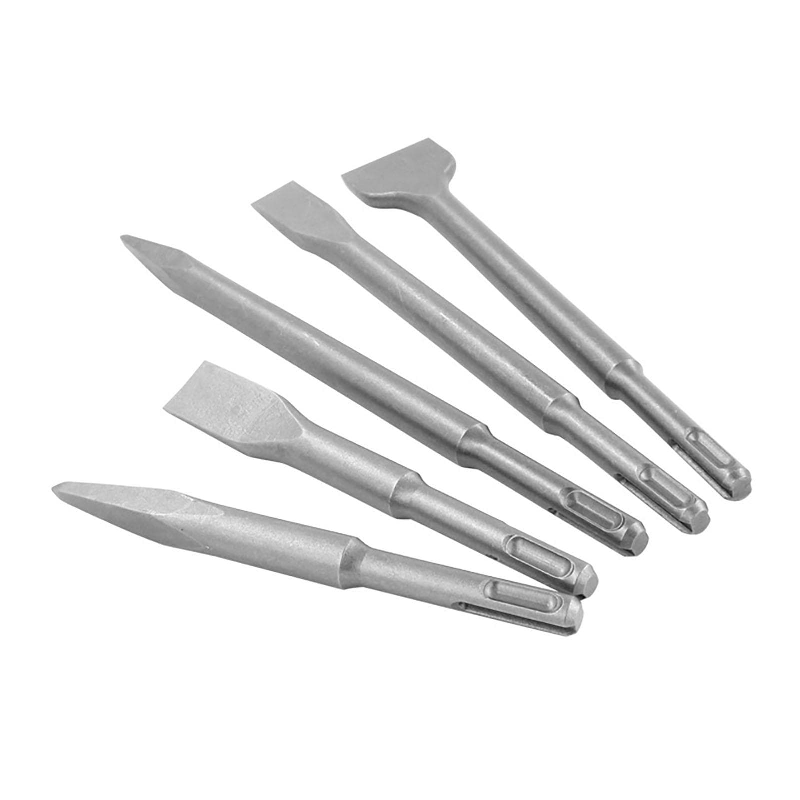 5PCS Impact Drill Chisel Bits Round Shank 40Cr Steel Rotary Hammer Chisel Point Flat Type