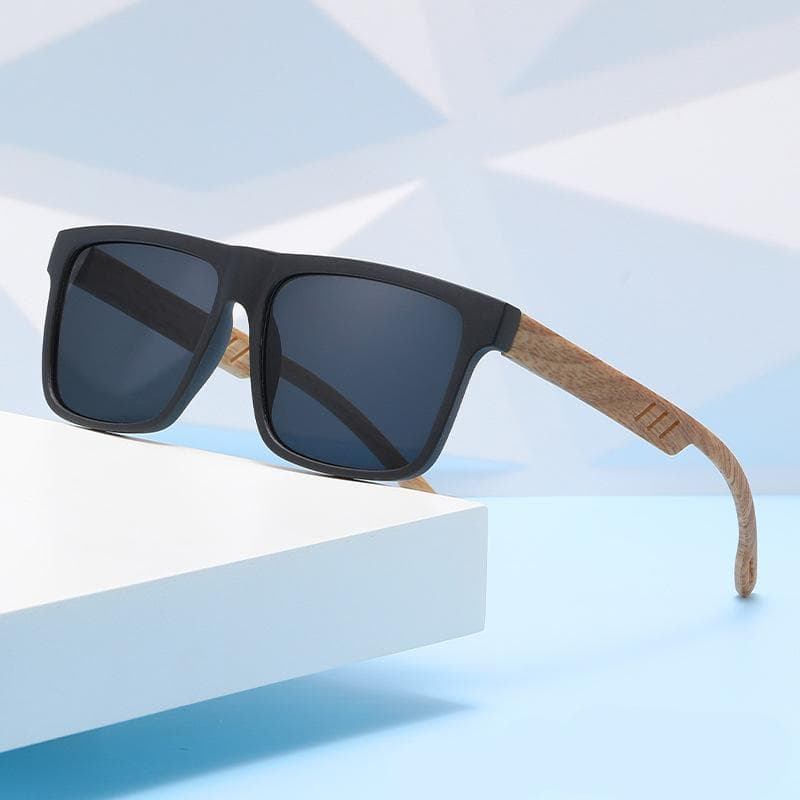 New Fashionable Sunglasses Men Women Trendy Driving Sun Glasses UV400 Outdoor Vacation Square Imitation Wood
