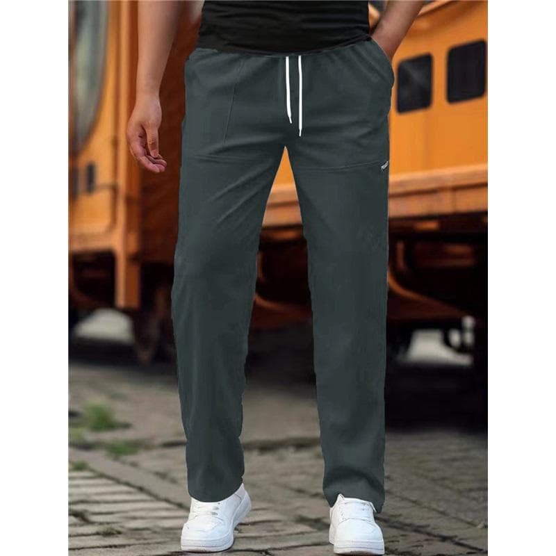 Men's Straight Jogging Pants, Casual Waist Drawstring Thin Sweatpants Spring And Summer L dark gray