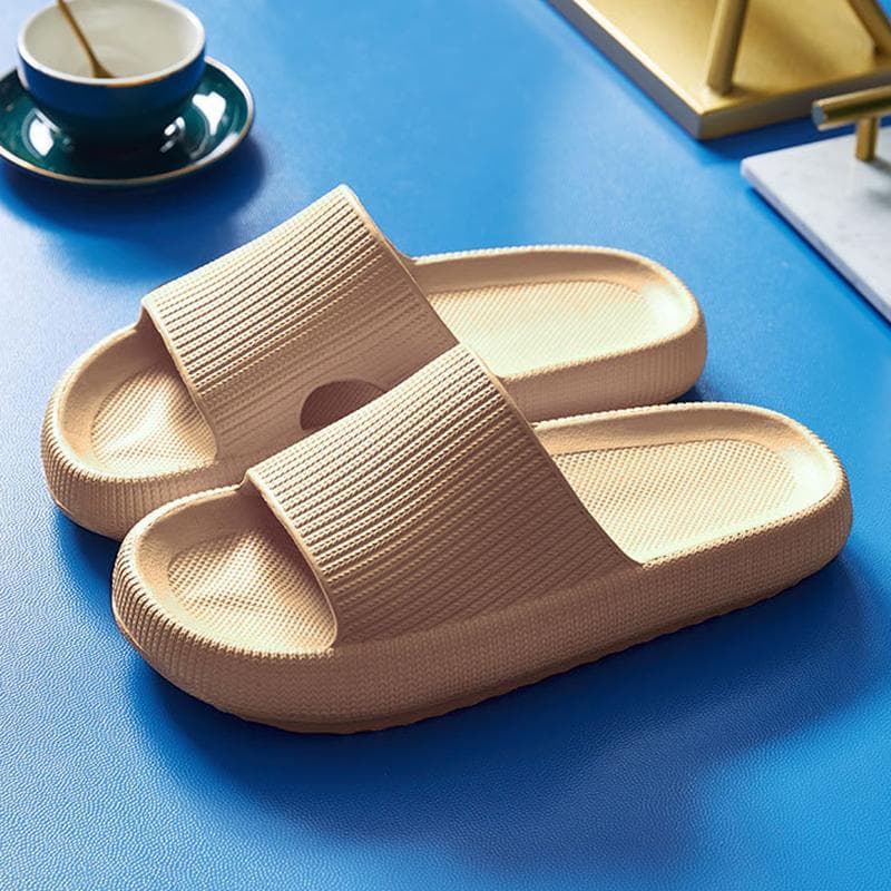 Rimocy Leopard Thick Platform Slippers for Women Home Couple Soft Sole Slide Sandals Woman 2023 Summer Beach Flip Flops 34-45 34-35 khaki