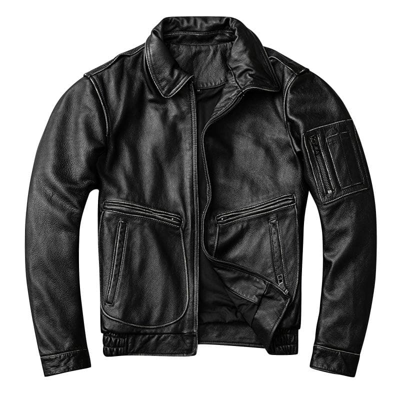 New Genuine Leather Jacket Vintage Brown Cowhide Coat Men Military Pilot Jackets Air Force Flight Clothes Size S -5xl XXXXXL