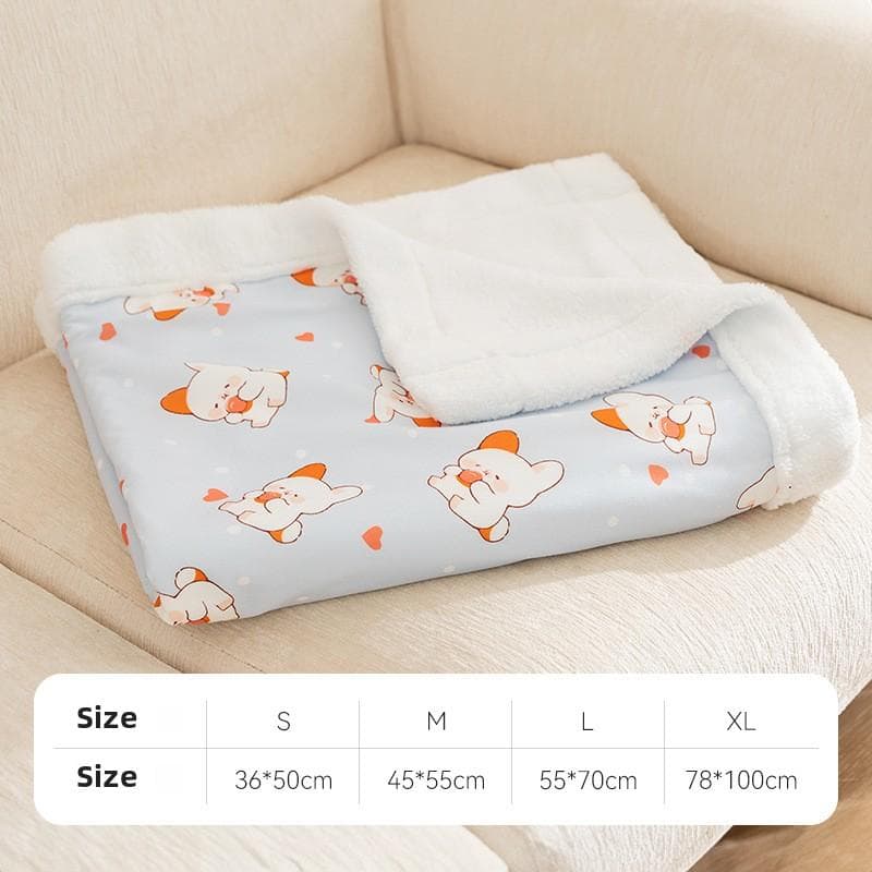 Autumn and Winter Warm Thickened Fleece Dog Colorful Animal Cartoon Blanket Cat Cushion Pet Blanket S