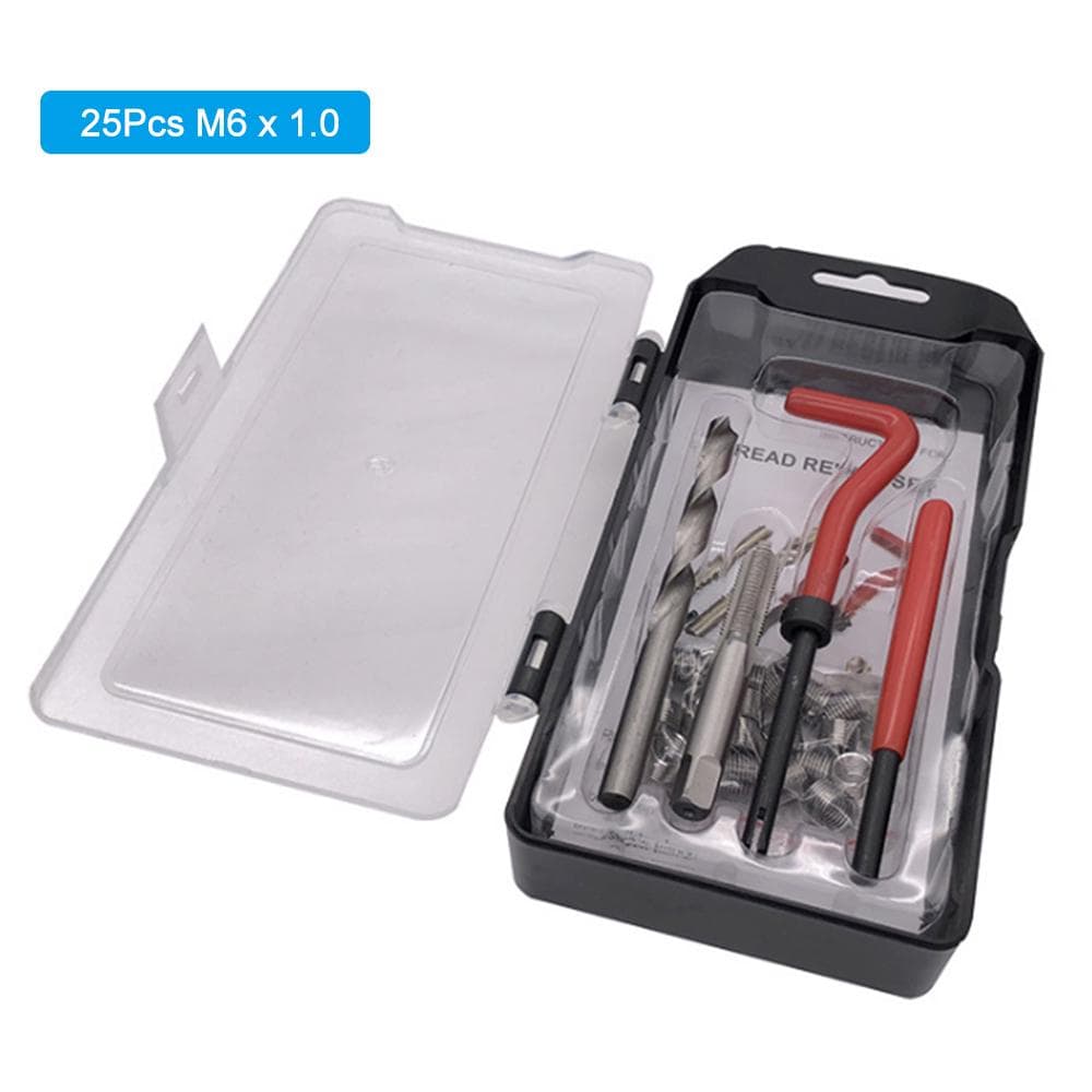 Thread Repair Kit Helicoil Compatible 14mm Damaged Threads 25Pcs M6 x 1.0