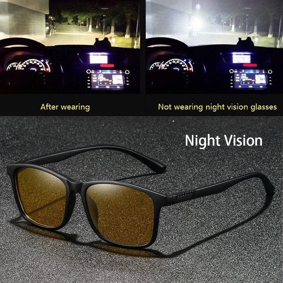 Vintage Sports Unisex Night Vision Glasses Anti Glare UV400 Lenses Reduce Visual Fatigue for Men Women