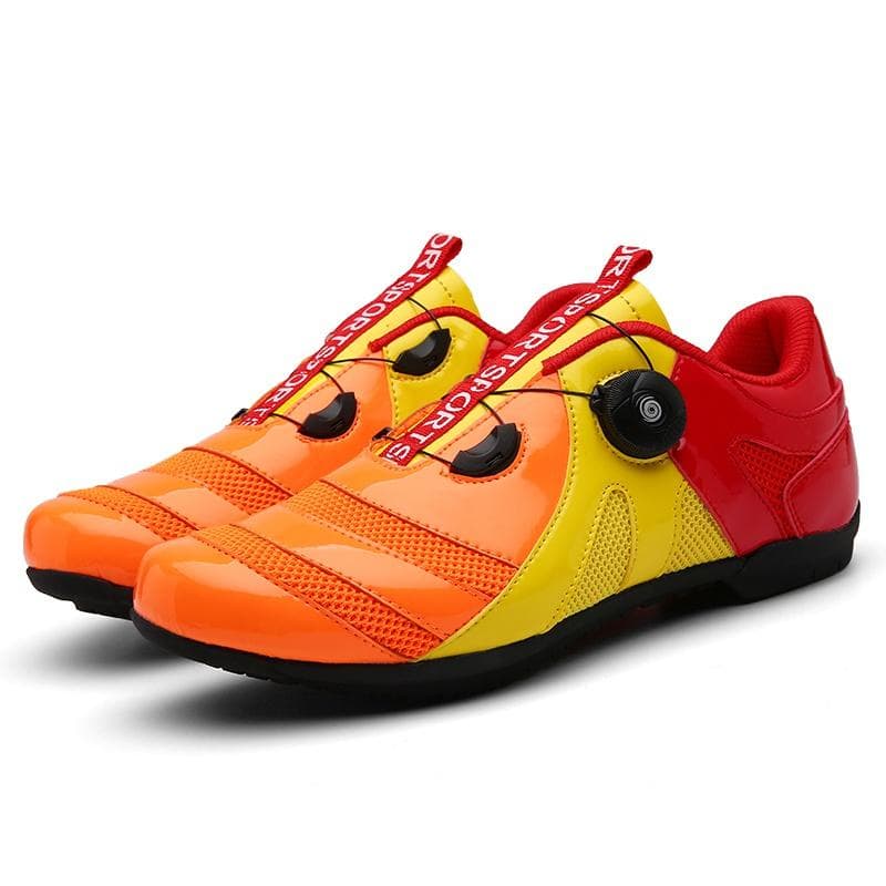 Cycling Shoes Lockless Cycling Shoes Men's and Women's Cycling Hard Soled Mountain Power Cycling Shoes 42 orange