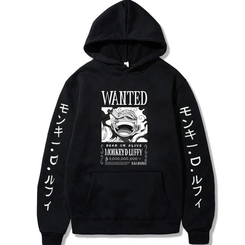 Newest Anime One Piece Hoodies Gear 5 Luffy Sun God Hooded Pullover Hot Harajuku Printed Sweatshirts Casual Unisex Clothing XXXL black