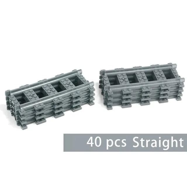 Straight Train Tracks Curved Accessories Car Blocks Building Sets DIY 10-100 Pcs Kids Toys Gifts Moc Bricks City Switch Rail Crossing No Box