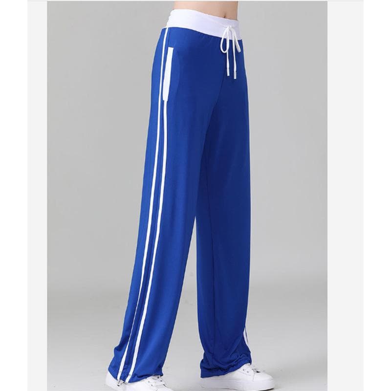 Women's Running Fitness Quick-drying Pants Sports Pants Student Striped Loose Casual Slimming Elastic Straight-leg Pants M
