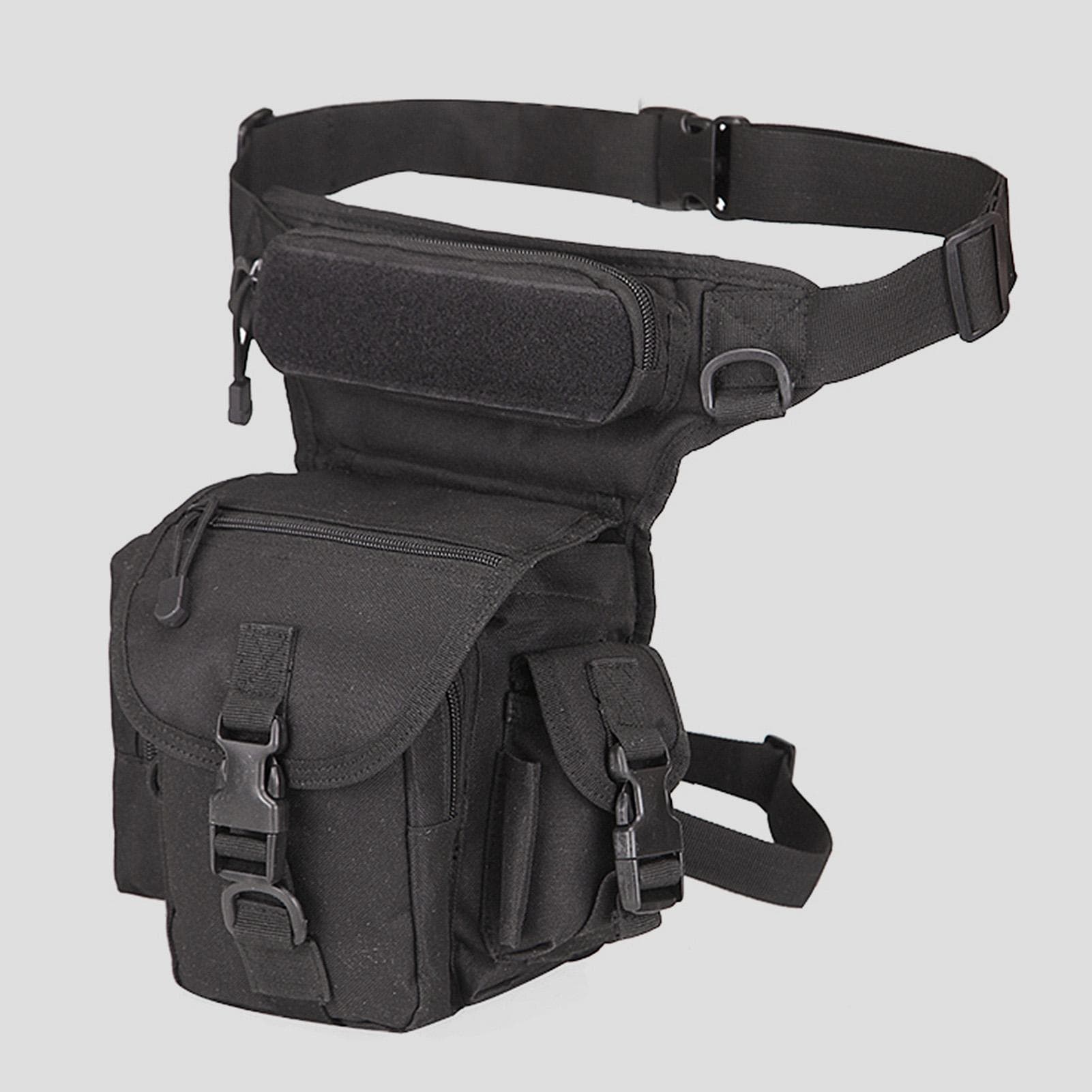 Drop Leg Bag Waterproof Thigh Waist Packs Pouch for Traveling Hiking Cycling Camping black