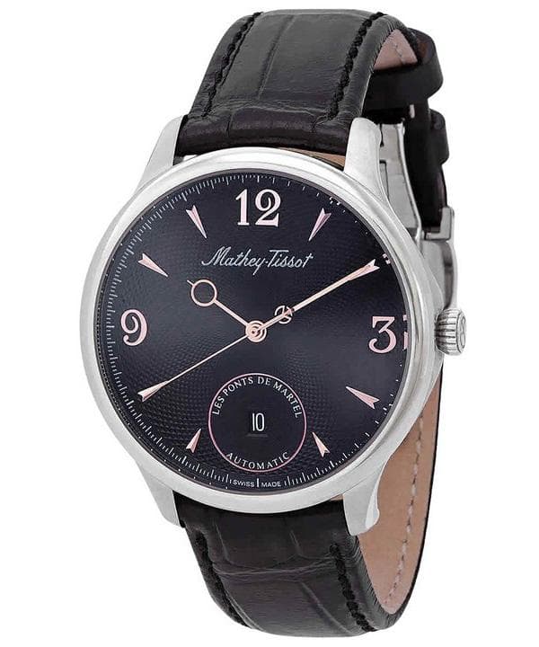 Mathey-Tissot Edmond Automatic Limited Edition Leather Strap Black Dial AC1886CNA Men's Watch black