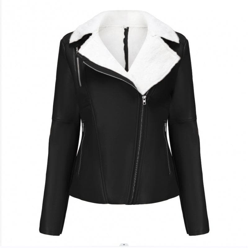 Autumn and Winter New Velvet Leather Jacket Women's Warm Long-sleeved Lapel Jacket XXXL