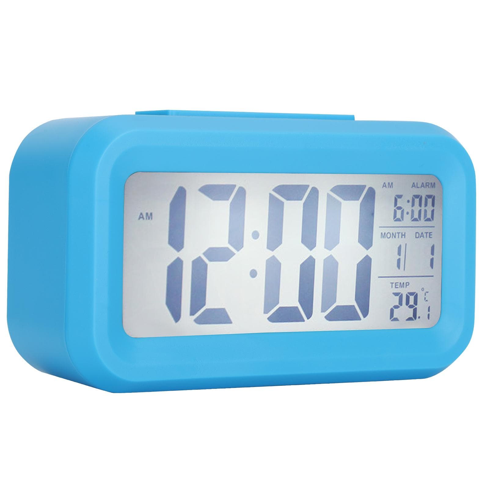 LCD Electronic Clock Large Screen Mute Smart Time Temperature Display Alarm Clock GHY‑501Pink blue