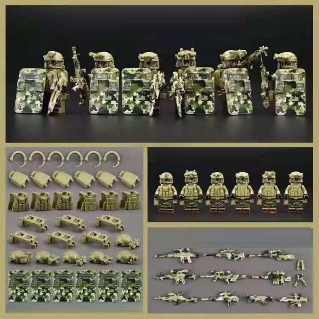 Military Special Forces Minifigures Building Blocks SWAT Ghost Commando Police Soldiers Army Action Figure Weapons Bricks Kids Toy Birthday Gifts No Box